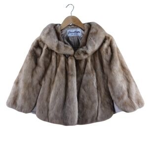 Vintage Greenblatts Fort Wayne Mink Fur Cape Honey Brown Portrait Collar USA
